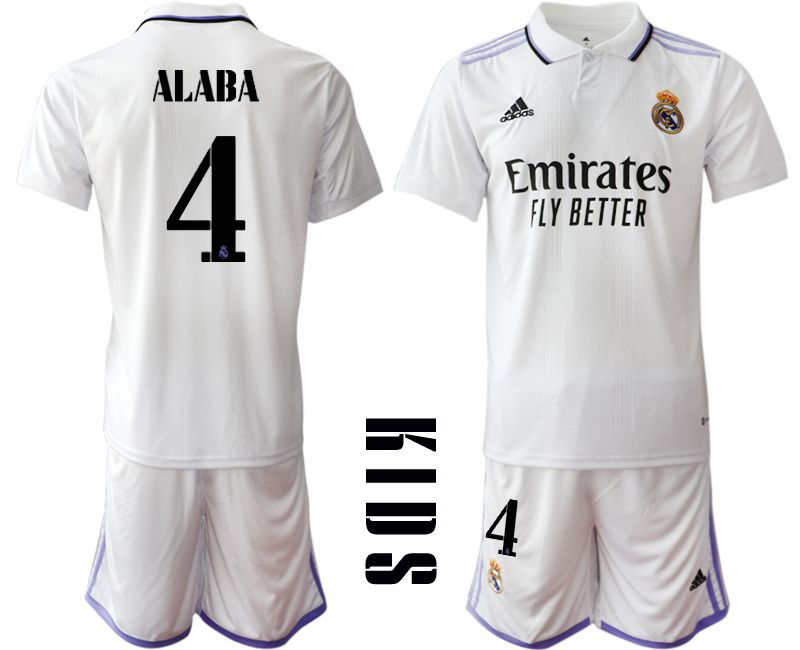 Youth 2022-2023 Club Real Madrid home white 4 Soccer Jersey